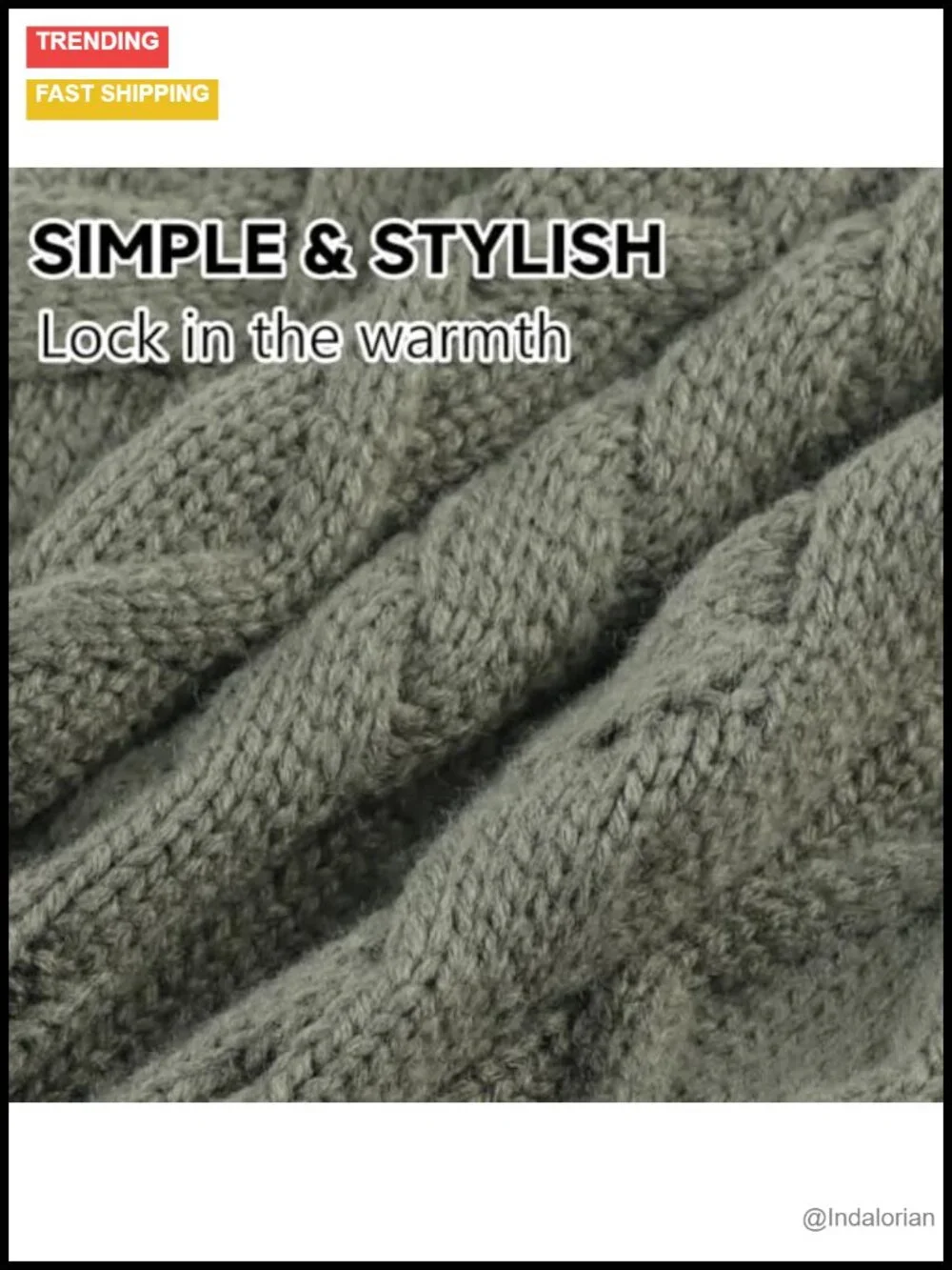 Warm Cable Knit Scarf Neck Warmer Cold Weather Accessory